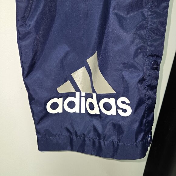 Vintage Y2K Adidas Tear Away Track Pants Mens XL Athletic Snap Buttons Navy Blue - Picture 3 of 7